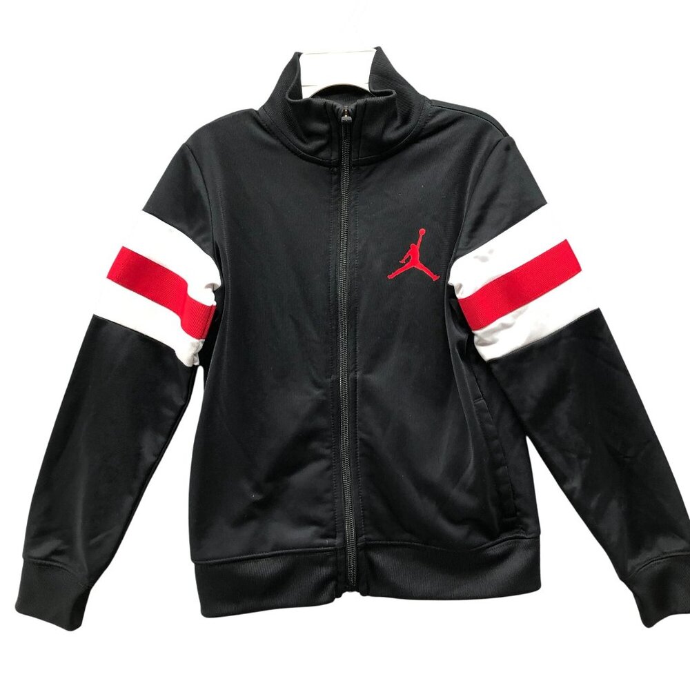 Jordan Boys 5-6 YRS Track Jacket Black Red Full Zip Jumpman Active Lightweight